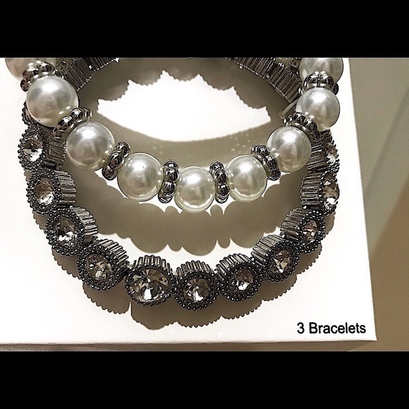 🆕🔥ELLEN TRACY ELEGANT&GORG SILVER QTY OF 3BRACELETS:ALL SILVER&PEARL👀ALL PICS - Picture 13 of 17